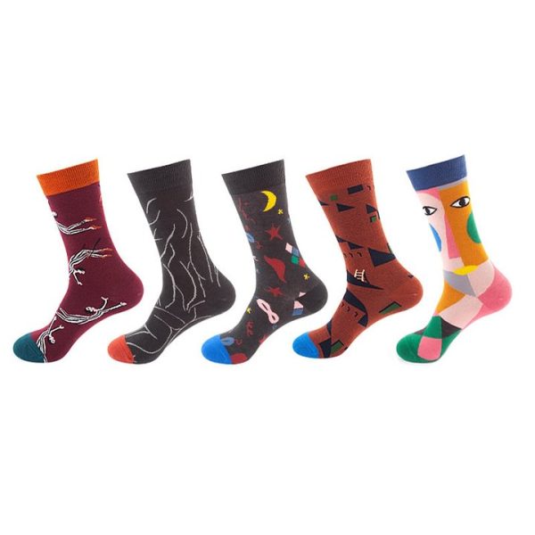 Abstract Faces Patchwork Crew Socks - Image 2