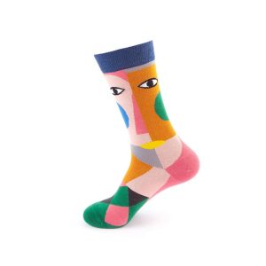 Abstract Faces Patchwork Crew Socks