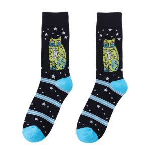 Cosmic Cat Socks – Fun Space-Themed Cat Pattern Socks with Stars and Moons