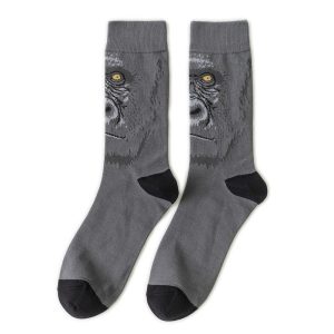 Gray Tiger Face Pattern Socks – Stylish Animal Print Socks