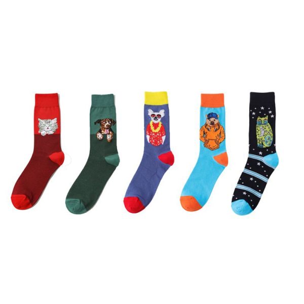 Funny Cat Socks – Stylish Pattern with Glasses, Suit & Tie Design - Image 2