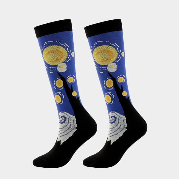 Starry Night Painting Socks – Artistic Vincent Van Gogh Inspired Night Sky Pattern Socks