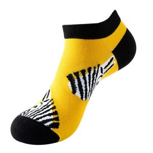 Zebra Stripes on Yellow No Show Socks
