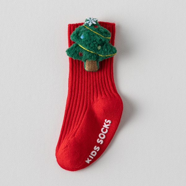 Adorable Cotton Christmas Tree Baby Socks