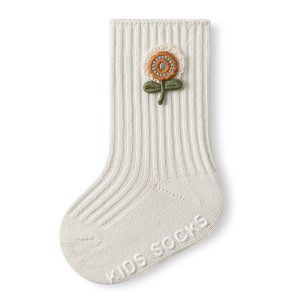 Adorable Cotton White Flower Baby Socks