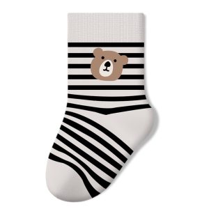 Adorable Cotton Striped Bear Baby Socks