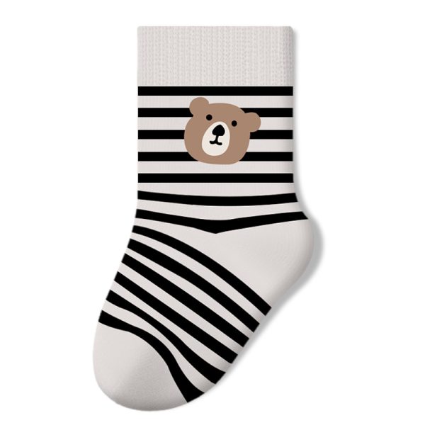 Adorable Cotton Striped Bear Baby Socks
