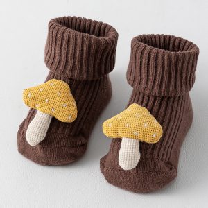 Adorable Knit Mushroom Baby Socks