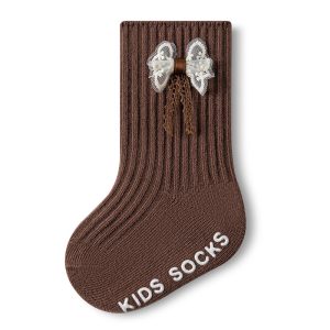 Adorable Cotton Brown Bow Baby Socks