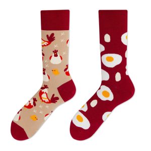 Whimsical Chicken and Egg Pattern Surprise Socks