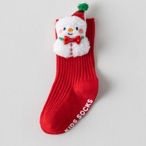 Adorable Cotton Snowman Baby Socks