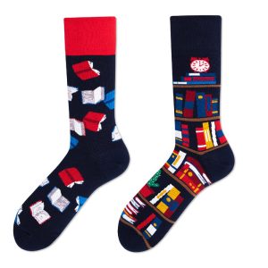 Whimsical Bookshelf Pattern Surprise Socks