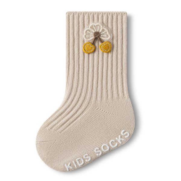 Adorable Cotton Beige Cherry Baby Socks