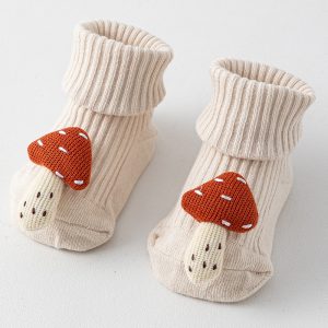 Adorable Knit Mushroom Baby Socks
