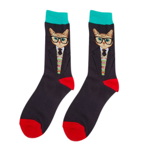 Funny Cat Socks – Stylish Pattern with Glasses, Suit & Tie Design