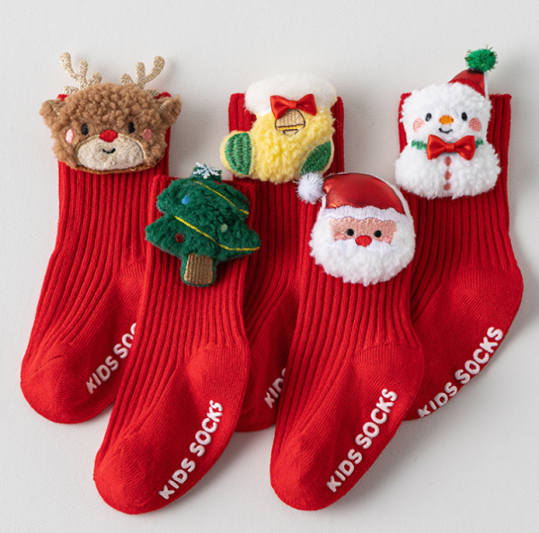 Adorable Cotton Christmas Baby Socks - Image 2