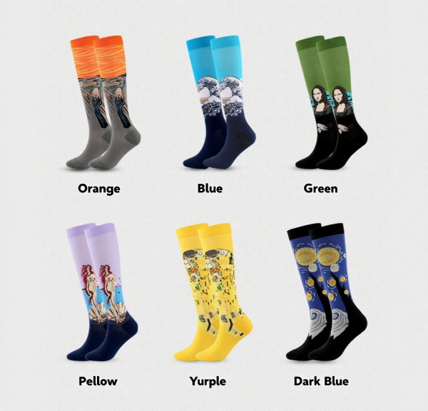 Green-Toe Mona Lisa Portrait Socks - Image 3